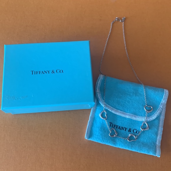 Sold ❌❌❌ Tiffany and CO. Elsa Peretti Five Open Heart Silver Necklace🌸 - Picture 3 of 11